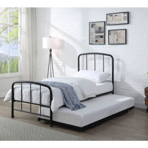 H71fb3c6f0ae648cda86298ba26d62840H Metal Guest Bed Frame with Trundle